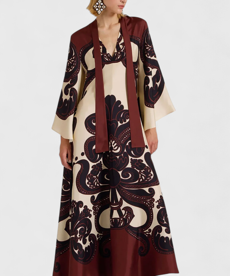 Maritza Dress Long with High Neck and Print of Grenadilla