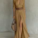 ELENATM | Dress MAXI Long Of Linen With long sleeves