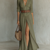 ELENATM | Dress MAXI Long Of Linen With long sleeves