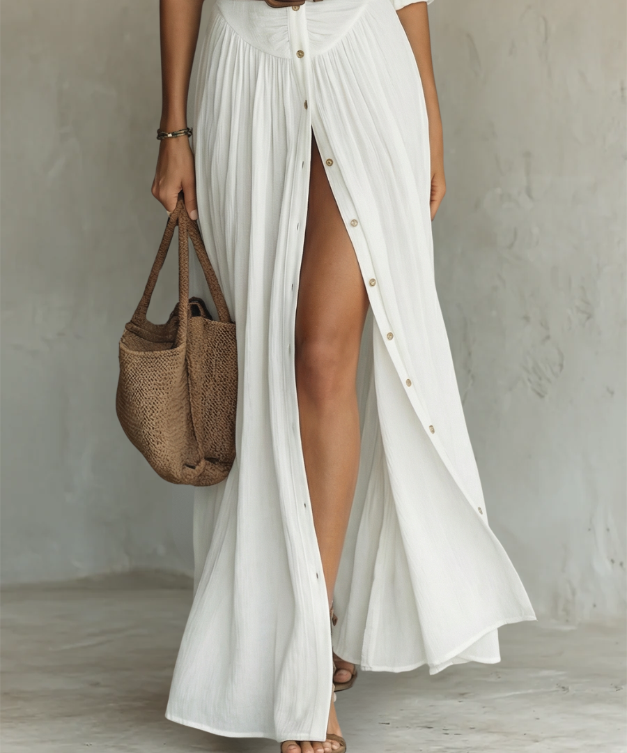ELENA™ | Dress MAXI Long Of Linen With long sleeves