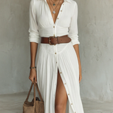 ELENATM | Dress MAXI Long Of Linen With long sleeves