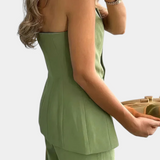 Ekaterina Set of Tube Top and Wide-Leg Trousers with Style Minimalist