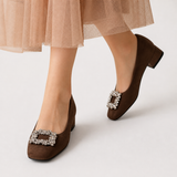 CasimiraTM | Pump of Suede with Broche Joya and Heel Block
