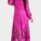 Jovie Dress Midi with Lace Embroidery with High Neck