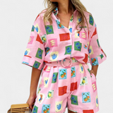 Mariluz Set of Shirt and Shorts Printed Pink