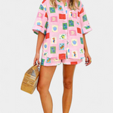 Mariluz Set of Shirt and Shorts Printed Pink