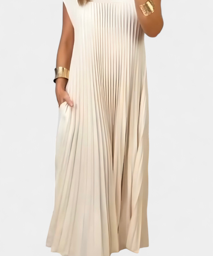 Manuela Dress Sleeveless with Pleats and High-Waisted