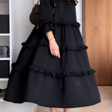 Jada Dress Sudadera with Ruffles and Silhouette Casual-Chic