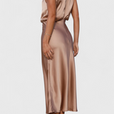 Rina Dress Elegant of Neckline Halter Drapeado