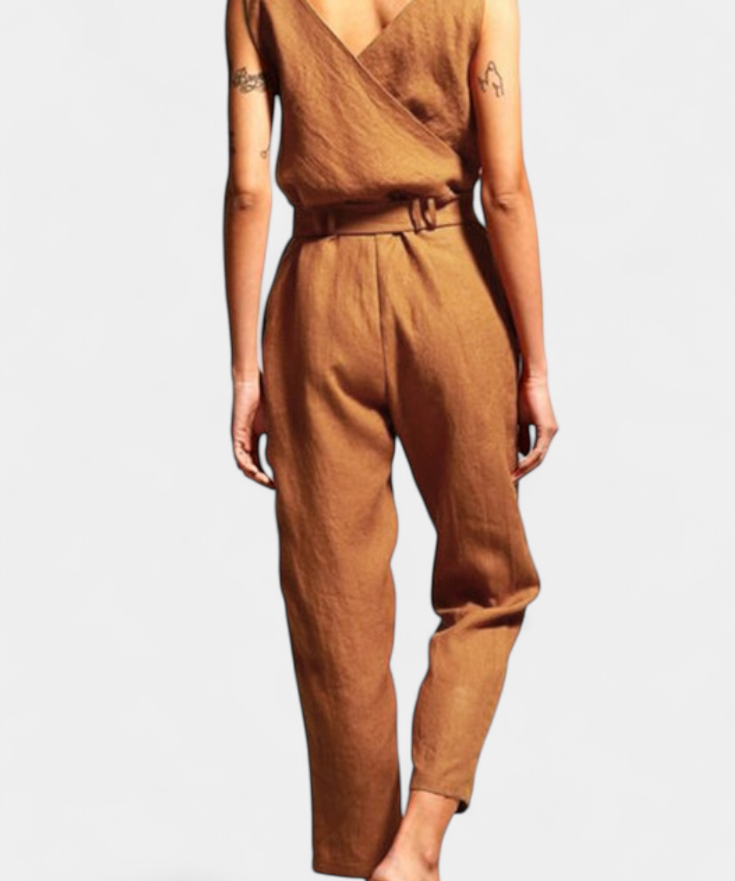 Maggie Mono Sleeveless with V-neckline and Waist Cruzada in Cotton