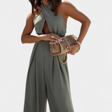 Jessica Mono Halter Cruzado Backless and wide-leg