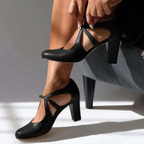 Herminia™ | Escarpín of Piel with Tira and Heel Bloque