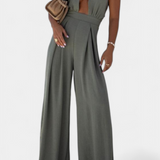 Jessica Mono Halter Cruzado Backless and wide-leg