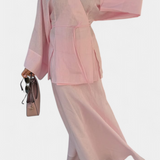 Zelda Set with a Shirt V-neckline and Skirt with Slit