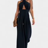 Jessica Mono Halter Cruzado Backless and wide-leg