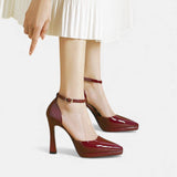 LuciaTM | Heel of Piel with Bico Fine and Strap in the Ankle