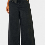Ludovica Set of Denim with Vest Fitted and Jeans Wide-Leg