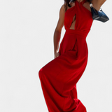 Jessica Mono Halter Cruzado Backless and wide-leg
