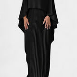 Jane Dress Maxi of High Neck with Pleats and Sleeves of Ruffle