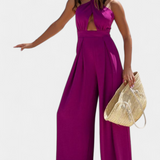 Jessica Mono Halter Cruzado Backless and wide-leg