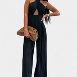 Jessica Mono Halter Cruzado Backless and wide-leg
