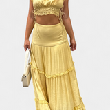 Ilys Set Romantic of Top with Lace and Skirt Long Voluminosa