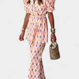Araceli Set Print with Blazer and Trousers Acampanado