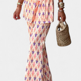 Araceli Set Print with Blazer and Trousers Acampanado