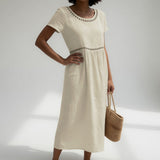 LiviaTM | Dress Midi in Linen Embroidery