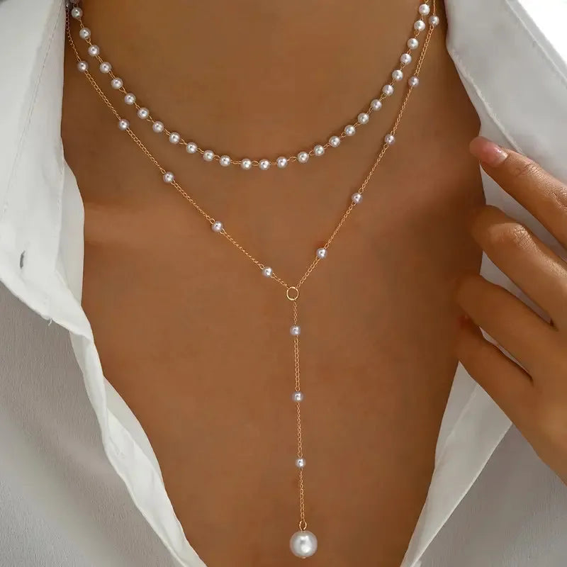 Collar of perlas of two hileras with colgante