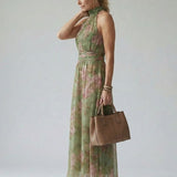 Mirella™ | Dress Midi Halter Floral with Detail Gathered
