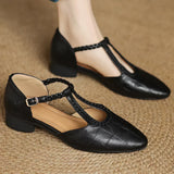 Mercedes™ | Bailarina Mary Jane with Tira T and Texture Cocodrilo