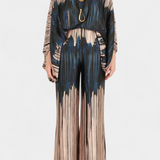 Sybella Two-Piece Set with Off-Shoulder and Wide-Leg Trousers Prints