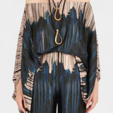 Sybella Two-Piece Set with Off-Shoulder and Wide-Leg Trousers Prints