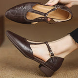 Mercedes™ | Bailarina Mary Jane with Tira T and Texture Cocodrilo