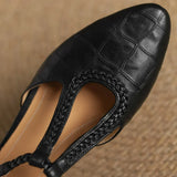 Mercedes™ | Bailarina Mary Jane with Tira T and Texture Cocodrilo