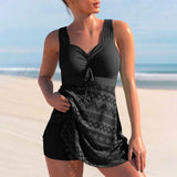 Eufrasia™ | Swimsuit with crochet skirt and crossover neckline