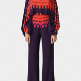 Sybella Two-Piece Set with Off-Shoulder and Wide-Leg Trousers Prints