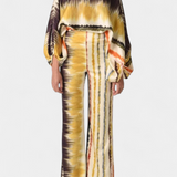 Sybella Two-Piece Set with Off-Shoulder and Wide-Leg Trousers Prints