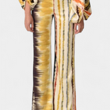 Sybella Two-Piece Set with Off-Shoulder and Wide-Leg Trousers Prints