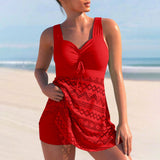 Eufrasia™ | Swimsuit with crochet skirt and crossover neckline