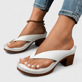 BernardaTM | Sandal of Heel Block with Strap between Dedos