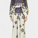 Sybella Two-Piece Set with Off-Shoulder and Wide-Leg Trousers Prints