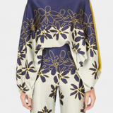 Sybella Two-Piece Set with Off-Shoulder and Wide-Leg Trousers Prints