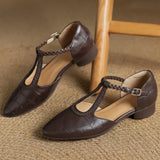 Mercedes™ | Bailarina Mary Jane with Tira T and Texture Cocodrilo