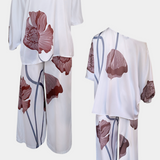 Sybella Set Floral of two-piece with Shoulder Descubierto and Trousers Straight