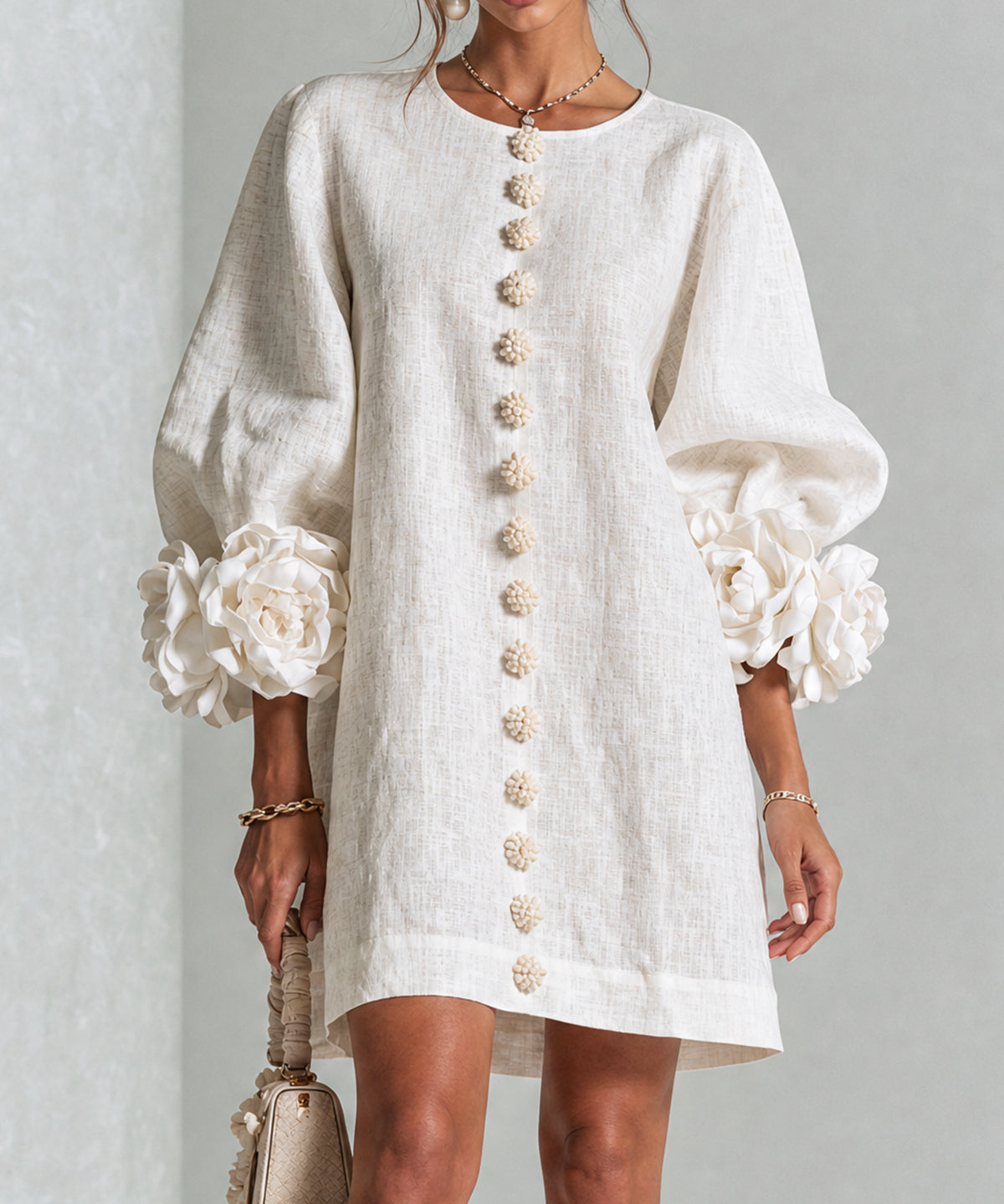 Marisela™ | Dress Short with Puños of Flores