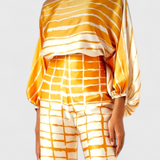 Sybella Two-Piece Set with Off-Shoulder and Wide-Leg Trousers Prints