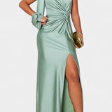 Charlotte Dress Asymmetric Drapado of A Shoulder
