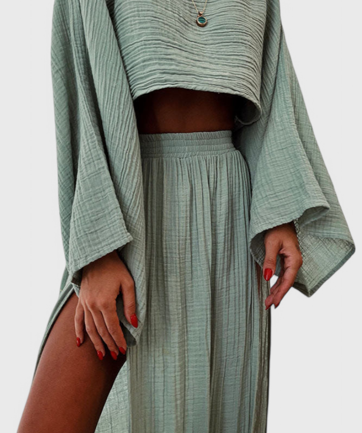 Martha Two-Piece Set with Skirt of Slit High